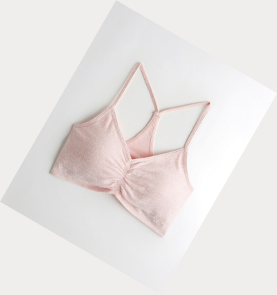 Light Pink Women's Hollister Scoop Longline With Removable Pads Bras | UK-175VTMI