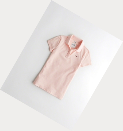 Light Pink Women's Hollister Slim Icon Polo Shirts | UK-379XZAU