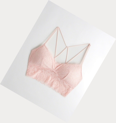 Light Pink Women's Hollister Strappy Longline With Removable Pads Bras | UK-783FRDV