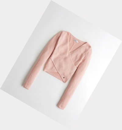 Light Pink Women's Hollister Wrap-Front Sweaters | UK-541DRHN