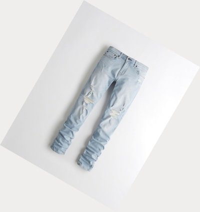 Light Wash Men's Hollister Advanced Stretch Stacked Skinny Jeans | UK-429NKZQ