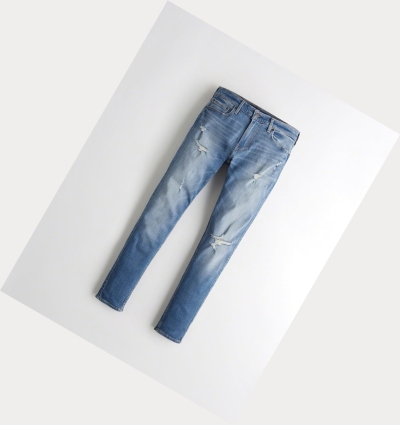 Light Wash Men's Hollister Advanced Stretch Super Skinny Jeans | UK-684LADN