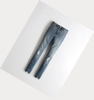 Light Wash Women's Hollister Classic Stretch High-Rise Super Skinny Jeans | UK-250ACQU