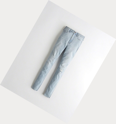 Light Wash Women's Hollister Classic Stretch Ultra High-Rise Super Skinny Jeans | UK-342ZABK