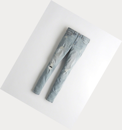 Light Wash Women's Hollister Classic Stretch High-Rise Super Skinny Jeans | UK-507QESL