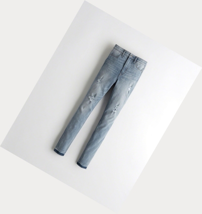 Light Wash Women's Hollister Extreme Stretch Ultra High-Rise Extreme Skinny Jeans | UK-625MILB