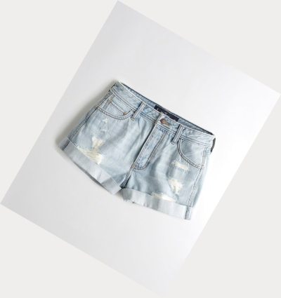 Light Wash Women's Hollister High-Rise Denim Boyfriend Shorts | UK-102RUTA