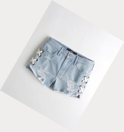 Light Wash Women's Hollister High-Rise Denim Shorts | UK-125FJCL