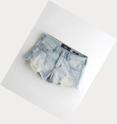 Light Wash Women's Hollister Low-Rise Denim Boyfriend Shorts | UK-317IHWV