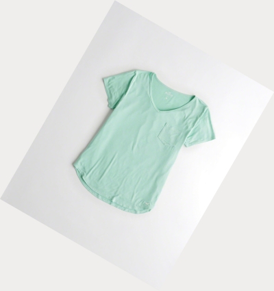 Mint Women's Hollister Must-Have Easy Short Sleeve | UK-572CIDN