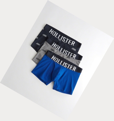 Navy Grey Blue Men's Hollister Classic Trunk 3-Pack Underwear | UK-923GWZT