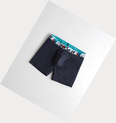 Navy Men's Hollister Longer-Length Trunk Underwear | UK-157ACVI