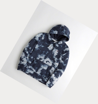 Navy Men's Hollister Tie-Dye Icon Hoodie | UK-185IAFR