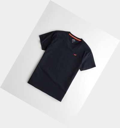 Navy Orange Men's Hollister Must-Have Crewneck Short Sleeve | UK-268RDWC