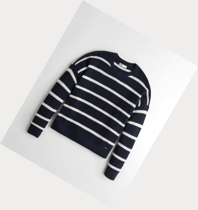 Navy Stripes Women's Hollister Crewneck Sweaters | UK-185LWJR