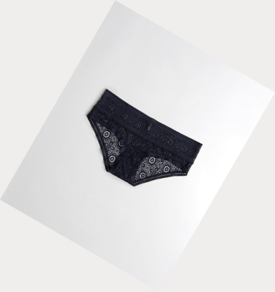 Navy Women's Hollister Lace Hiphugger Underwear | UK-530JVSK