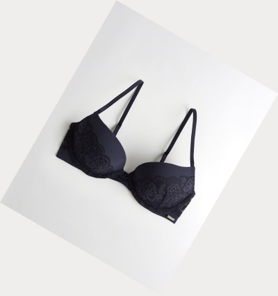 Navy Women's Hollister Lightly Lined Plunge Bras | UK-469CKIF