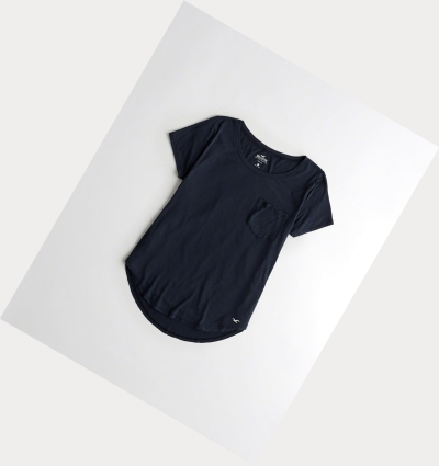 Navy Women's Hollister Must-Have Easy Short Sleeve | UK-270EXMF