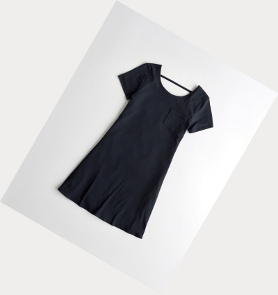 Navy Women's Hollister Open-Back T-Shirt Dress | UK-078ZVRT