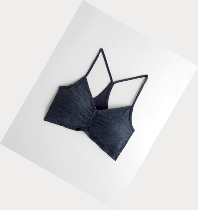 Navy Women's Hollister Scoop Longline With Removable Pads Bras | UK-601YEZX