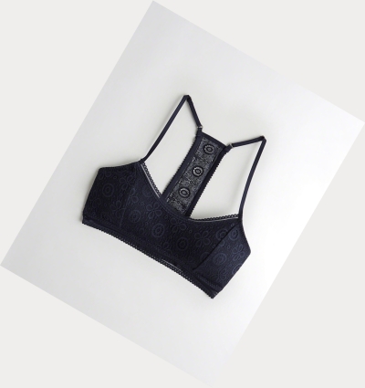 Navy Women's Hollister T-Back Scoop With Removable Pads Bras | UK-312IORG