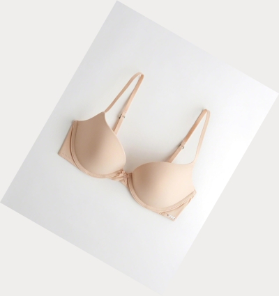 Nude Women's Hollister Push-Up Plunge Bras | UK-126RVJZ