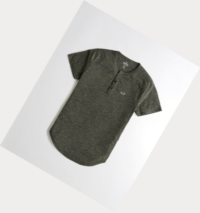 Olive Men's Hollister Must-Have Henley Short Sleeve | UK-915CYMU