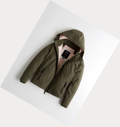 Olive Women's Hollister Fleece-Lined Jackets | UK-913DPKA