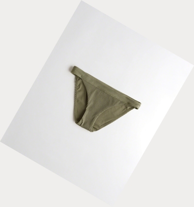 Olive Women's Hollister Ribbed Bikini Bottoms | UK-827NHZO