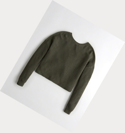 Olive Women's Hollister Twist-Back Sweaters | UK-916LPEF