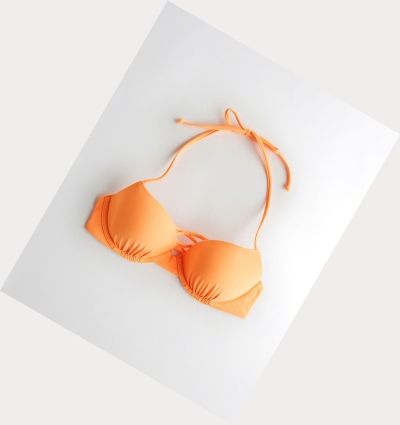 Orange Women's Hollister Strappy Lightly Lined Plunge Bikini Tops | UK-486RXJP