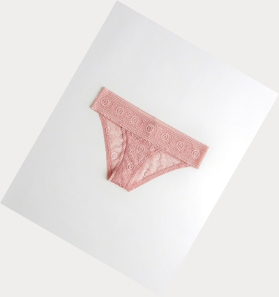 Pink Women's Hollister Lace Cheeky Underwear | UK-853WIDQ