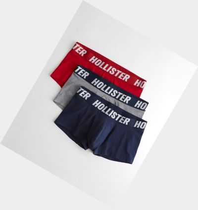 Red Grey Navy Men's Hollister Shorter-Length Trunk 3-Pack Underwear | UK-560VSTF