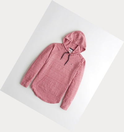 Red Men's Hollister Hooded Long Sleeve | UK-187NMXH