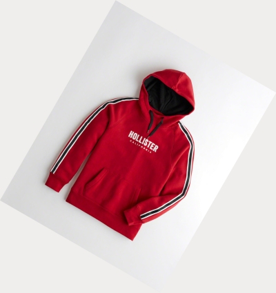 Red Men's Hollister Logo Graphic Hoodie | UK-982KNJV