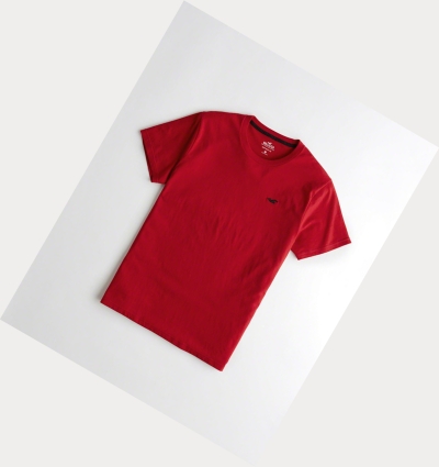 Red Men's Hollister Must-Have Crewneck Short Sleeve | UK-089HNRE