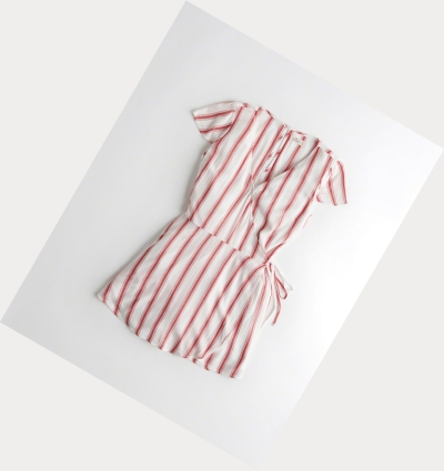 Red Stripes Women's Hollister Wrap-Front Rompers | UK-196QZVY