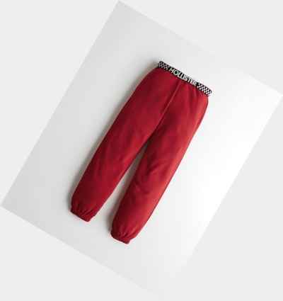 Red Women's Hollister Adjustable-Rise Boyfriend Sweatpants | UK-308PTAM