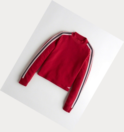 Red Women's Hollister Boxy Mockneck Sweatshirts | UK-697RPTS