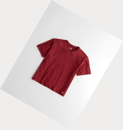 Red Women's Hollister Crewneck Short Sleeve | UK-025WEYU