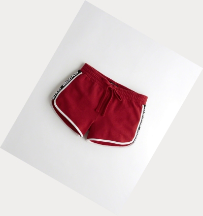 Red Women's Hollister High-Rise Fleece Curved Hem Shorts | UK-863JCFR