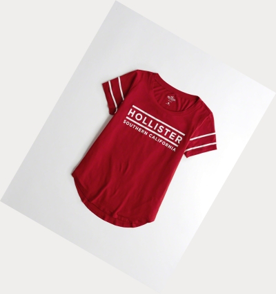 Red Women's Hollister Logo Short Sleeve | UK-036GXJW