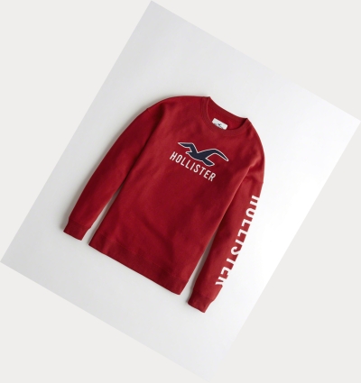 Red Women's Hollister Oversized Crewneck Hoodie | UK-783LKIW