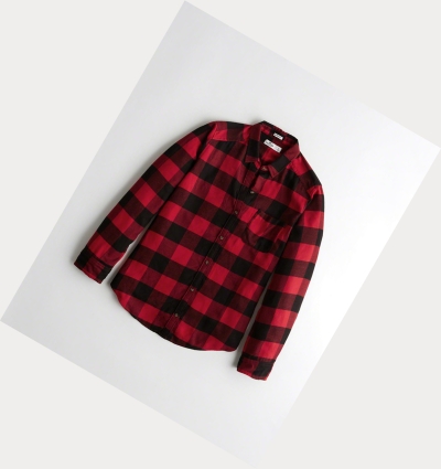 Red Women's Hollister Plaid Long Sleeve | UK-471JHWN