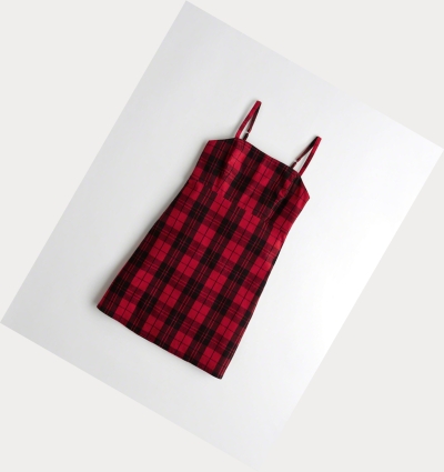 Red Women's Hollister Plaid Mini Dress | UK-187IKAV