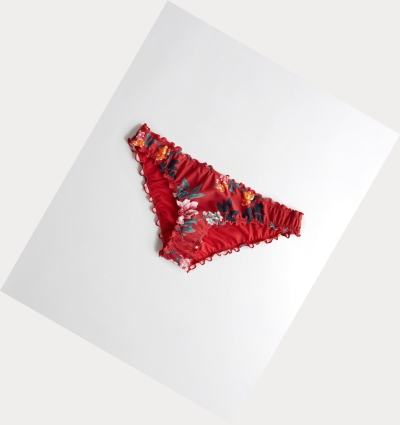 Red Women's Hollister Ruffle Cheeky Bikini Bottoms | UK-063BPVC