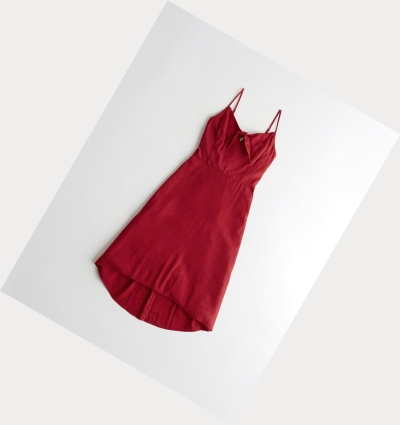 Red Women's Hollister Tie-Front Midi Dress | UK-279EFHC