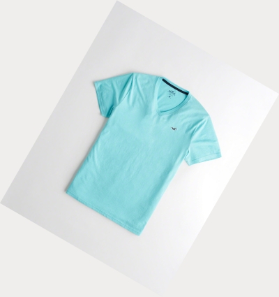 Turquoise Men's Hollister Must-Have V-Neck Short Sleeve | UK-578NPAM