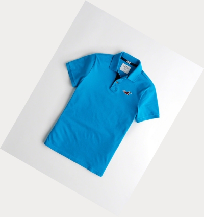 Turquoise Men's Hollister Stretch Icon Polo Shirts | UK-390SAPZ