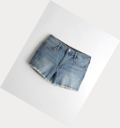 Wash Women's Hollister Advanced Stretch High-Rise Denim Shorts | UK-215LFNM